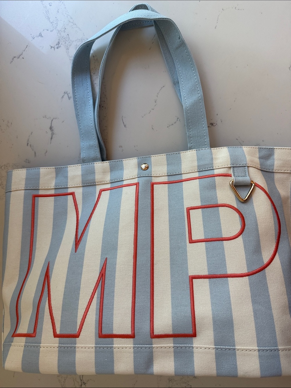 Baublebar Striped Custom Alpha Tote Color: Custom Coast Initials MP
